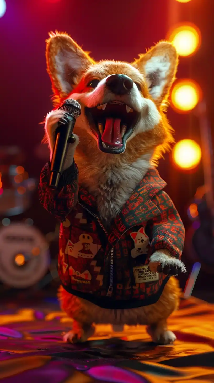Hyperrealistic Corgi Performance