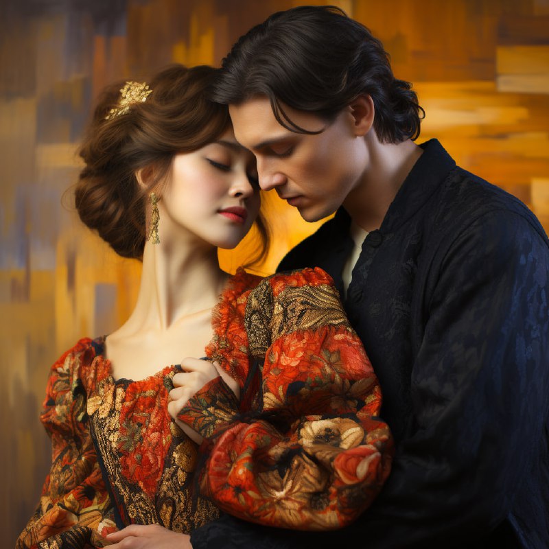 Listening Out of Love in Golden Gustav Klimt Style