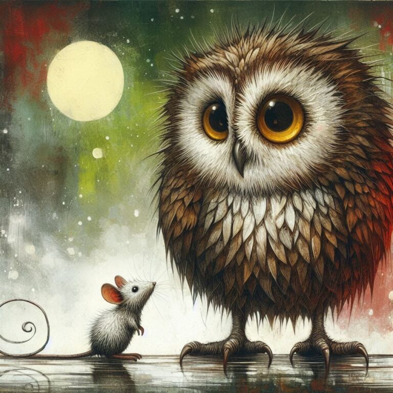 Whimsical Animal Duo Illustration with Exaggerated Eyes