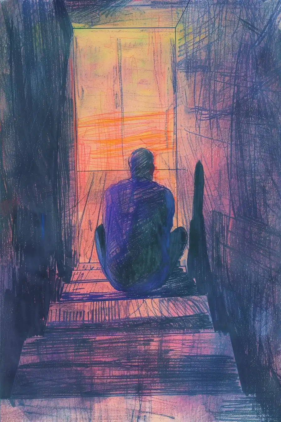 Lonely Man in Abstract
