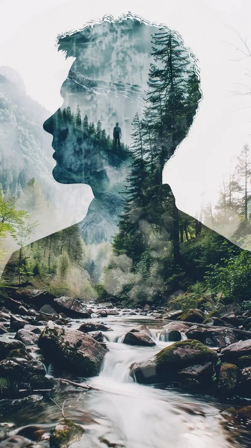 Double Exposure River Merge