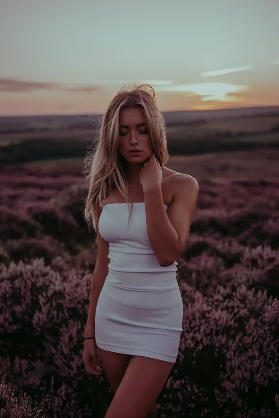 Fashionable Heather Field Portrait