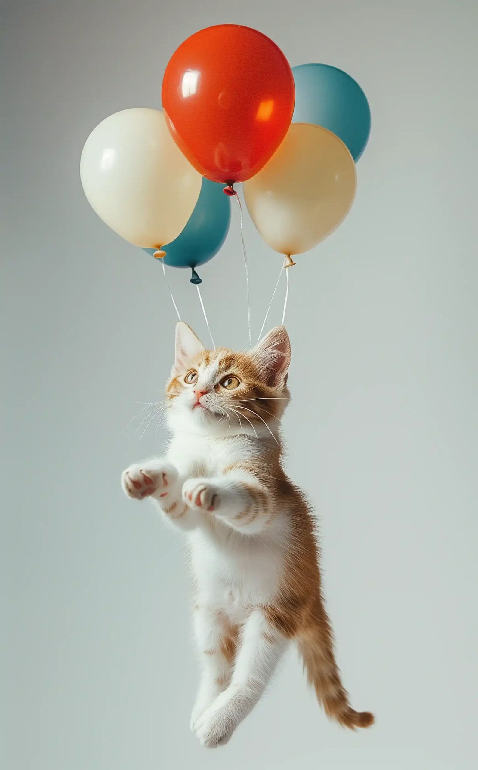 Minimalistic Cat Balloons Flight