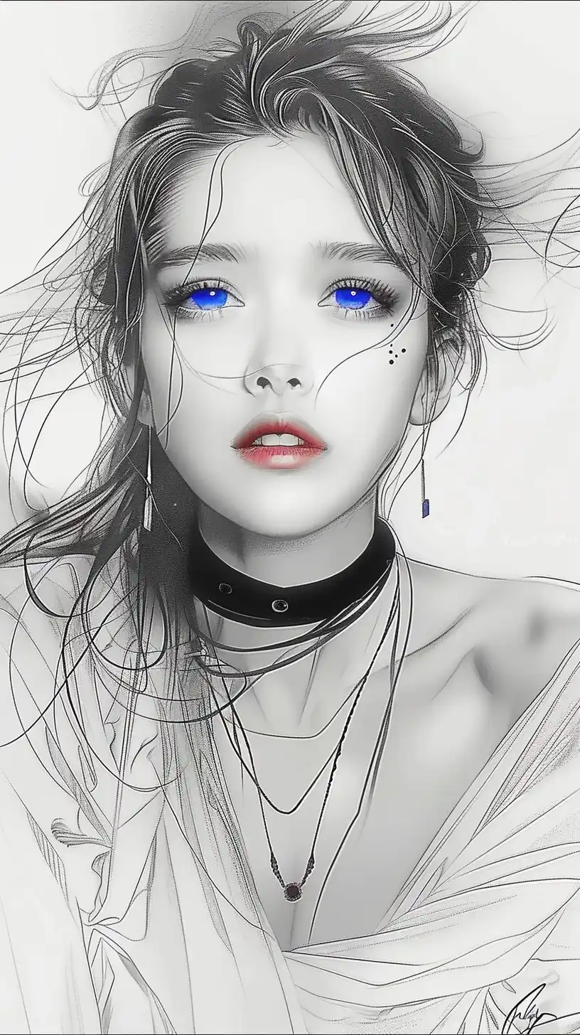 Elegant Blue-Eyed Woman Sketch