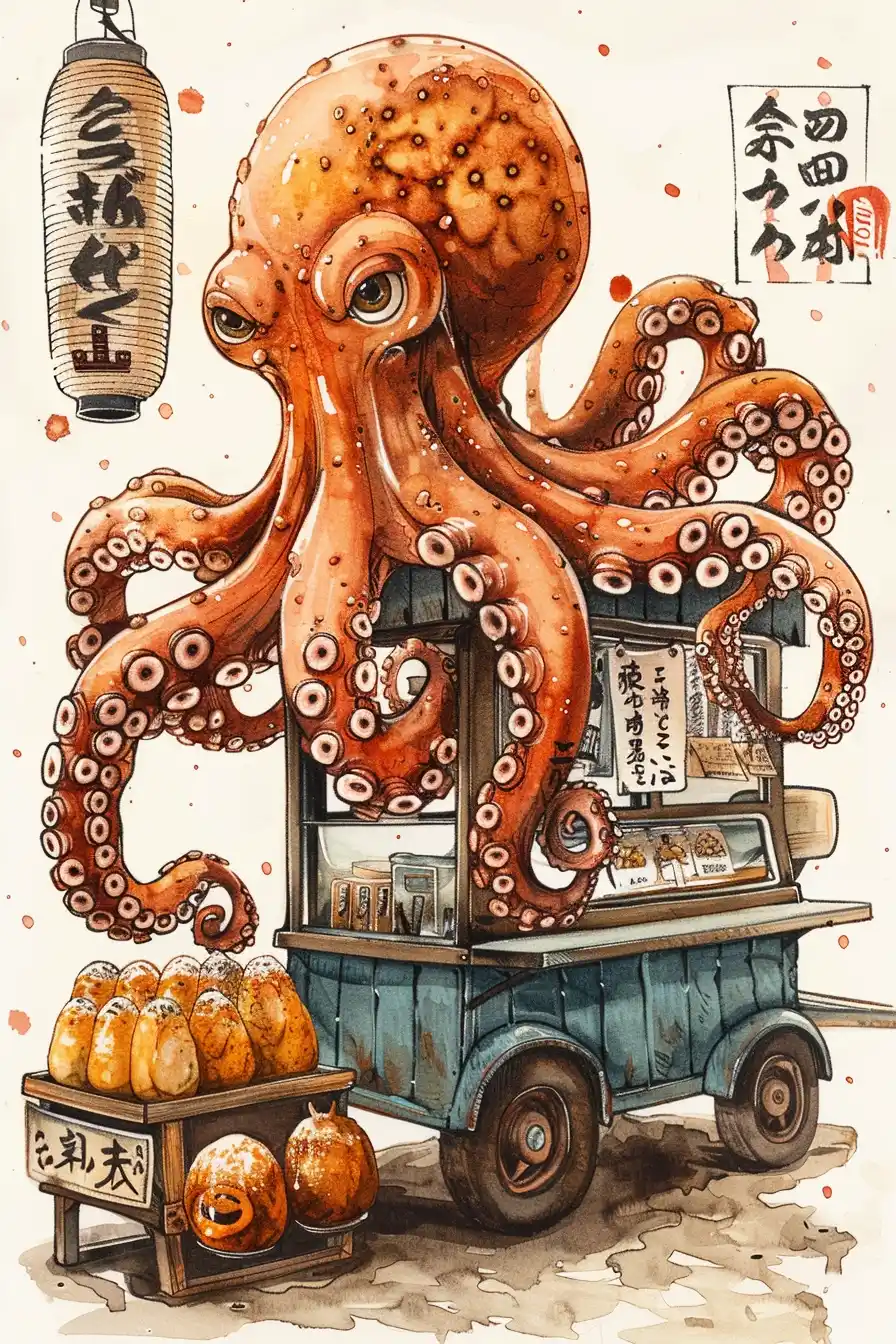 Graphic Takoyaki Octopus