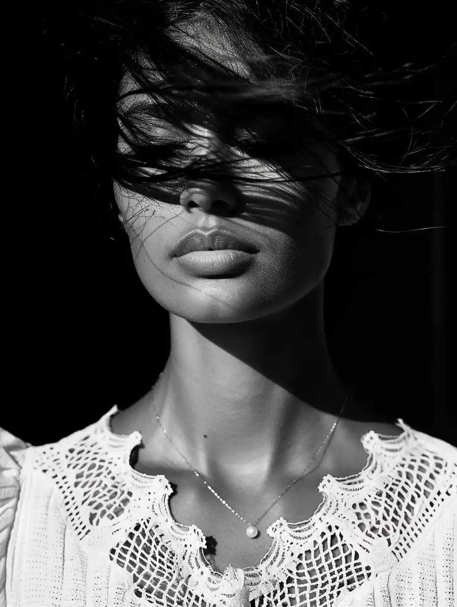 Shadowed Woman in White