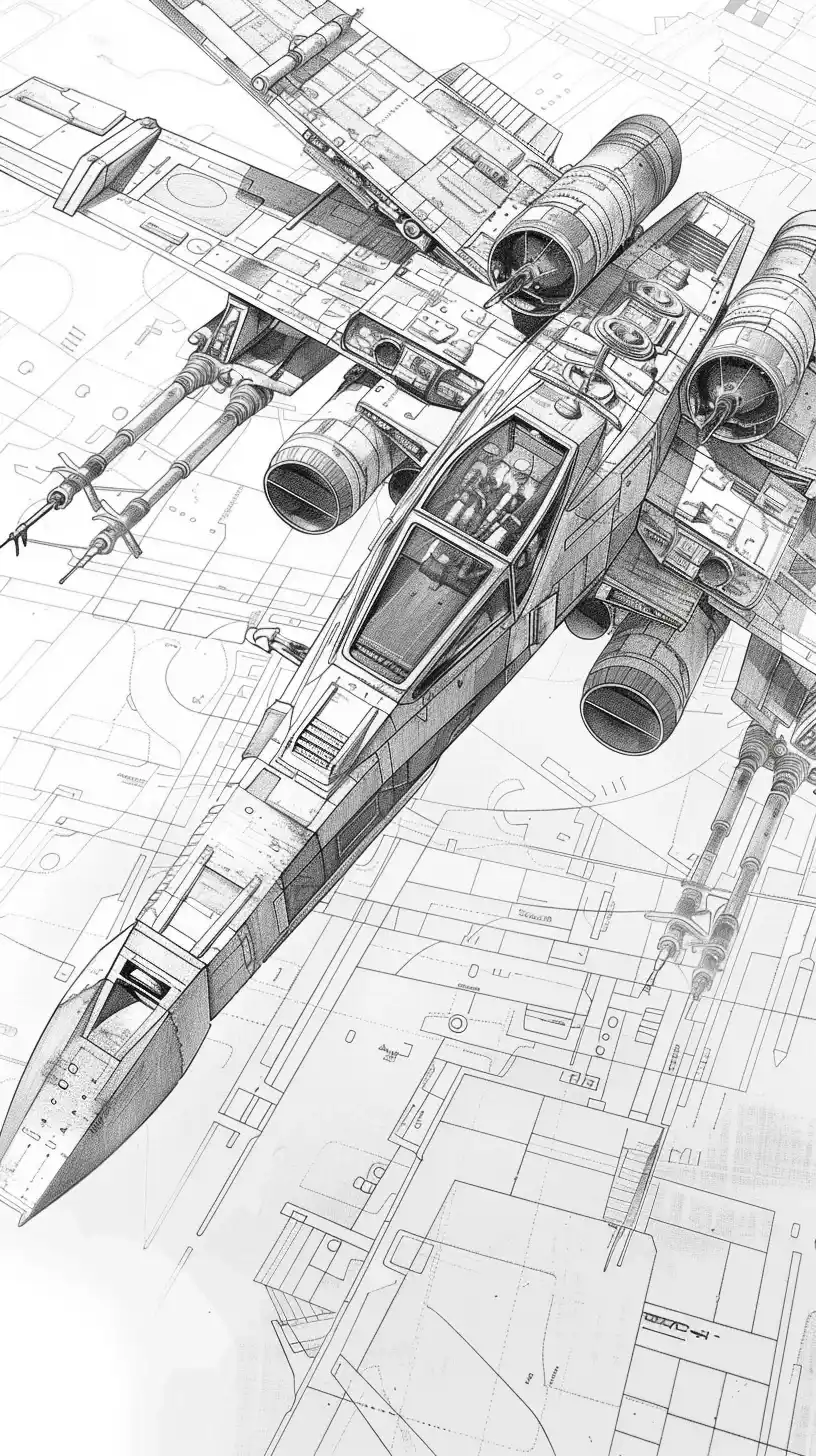 Architectural X-Wing Drawing