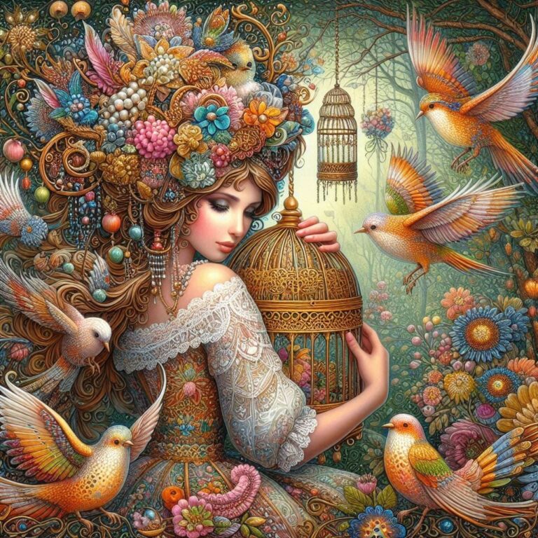 Gypsy Woman with Golden Birdcage Josephine Wall Style