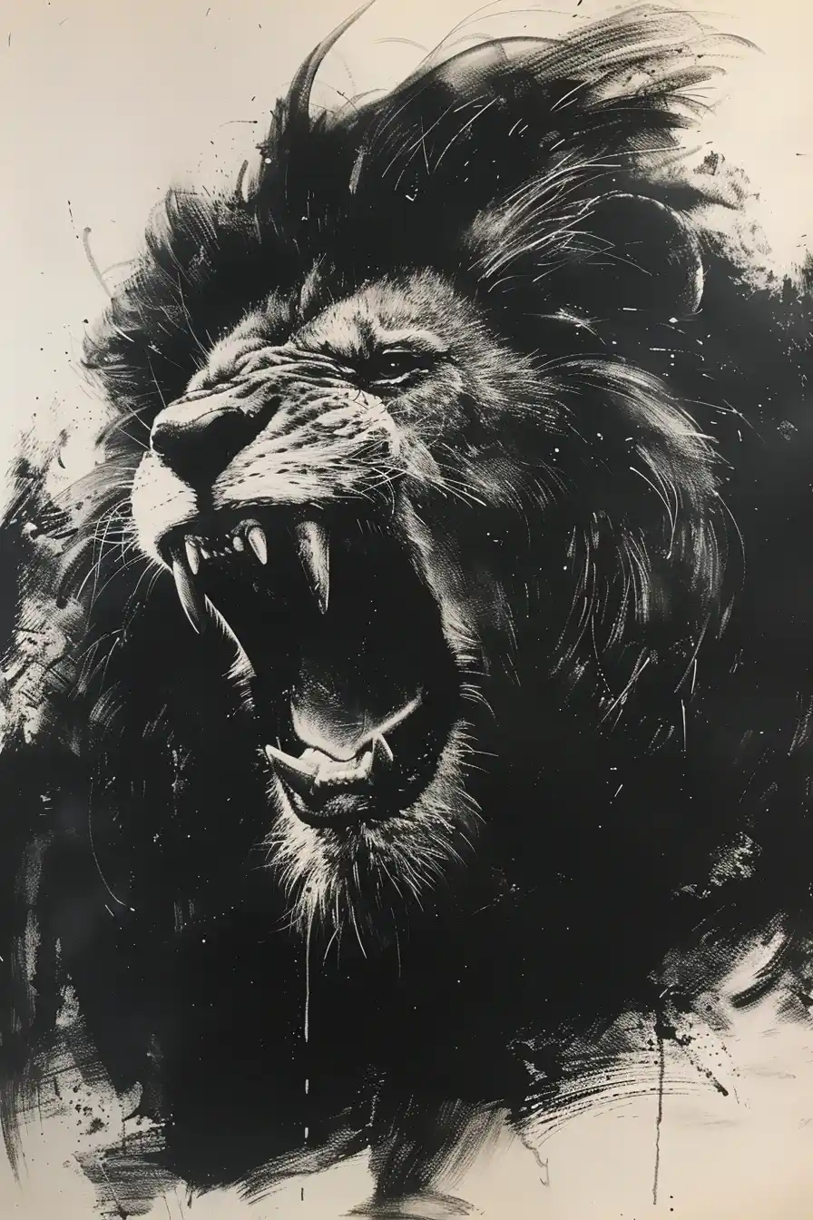 Monochrome Lion Drawing