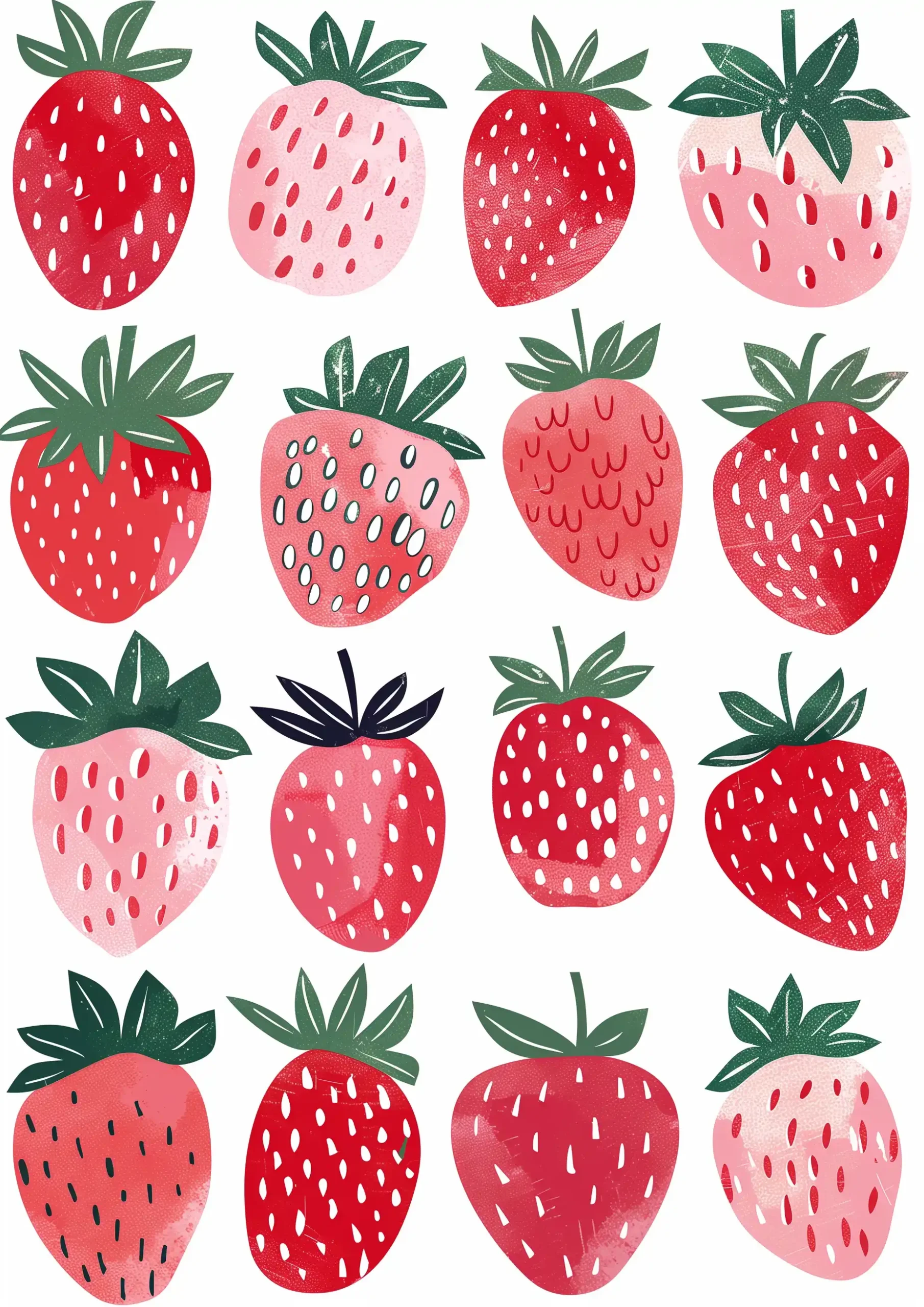 Hand-Drawn Boho Strawberries