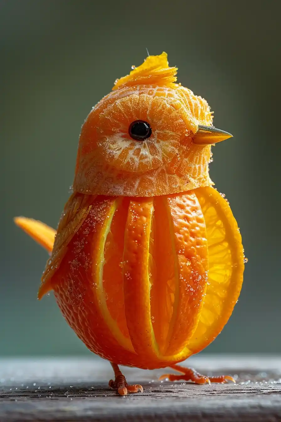 Orange Bird Slice Art