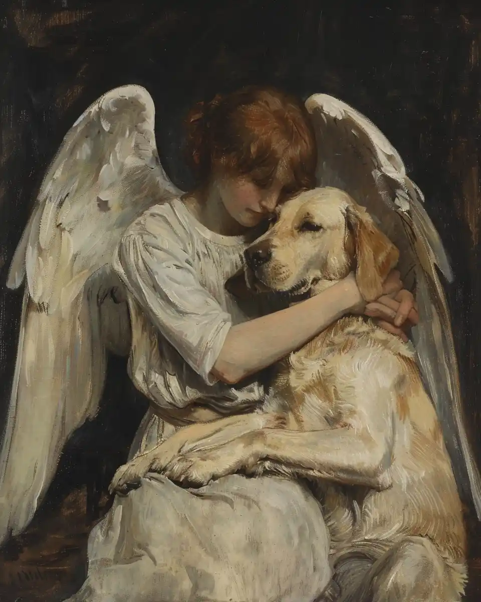 Benois Angel with Labrador