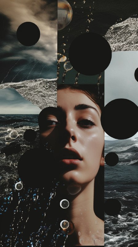 Melancholy Rain and Ocean Night Vision Board Collage