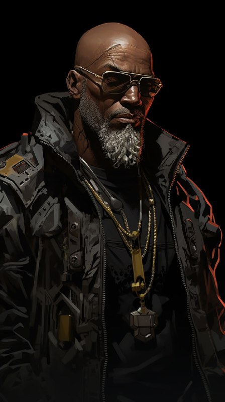 Cyberpunk Old War Veteran Line Art with Cybernetics