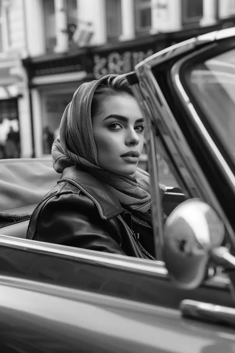 Realistic 60s Woman in Car