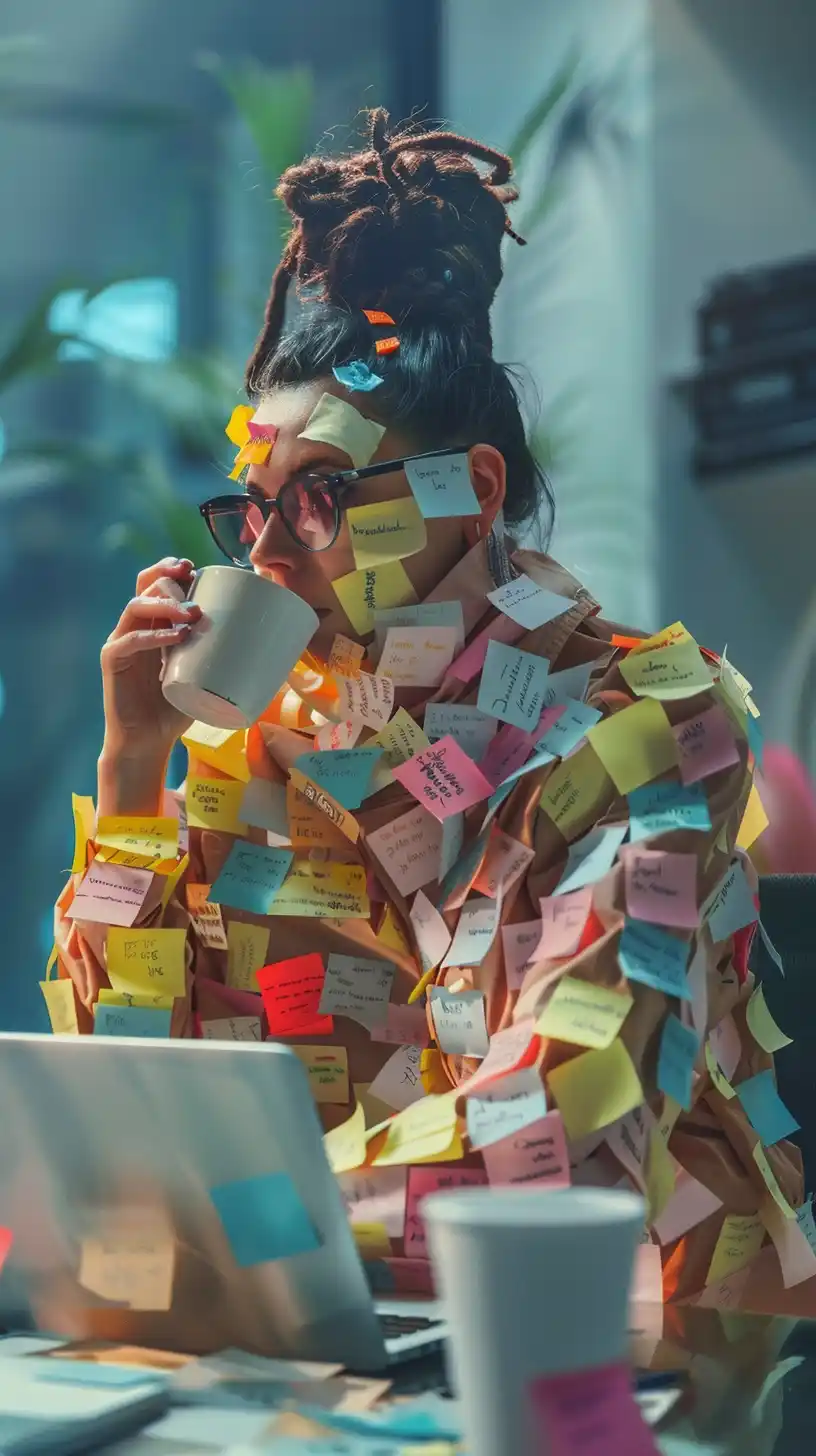 Startup Founder in Post-it Suit