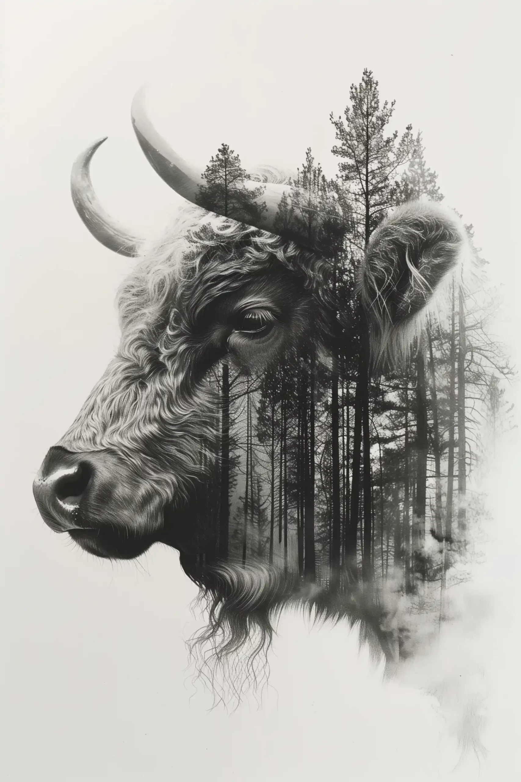 Double Bull Pencil Sketch