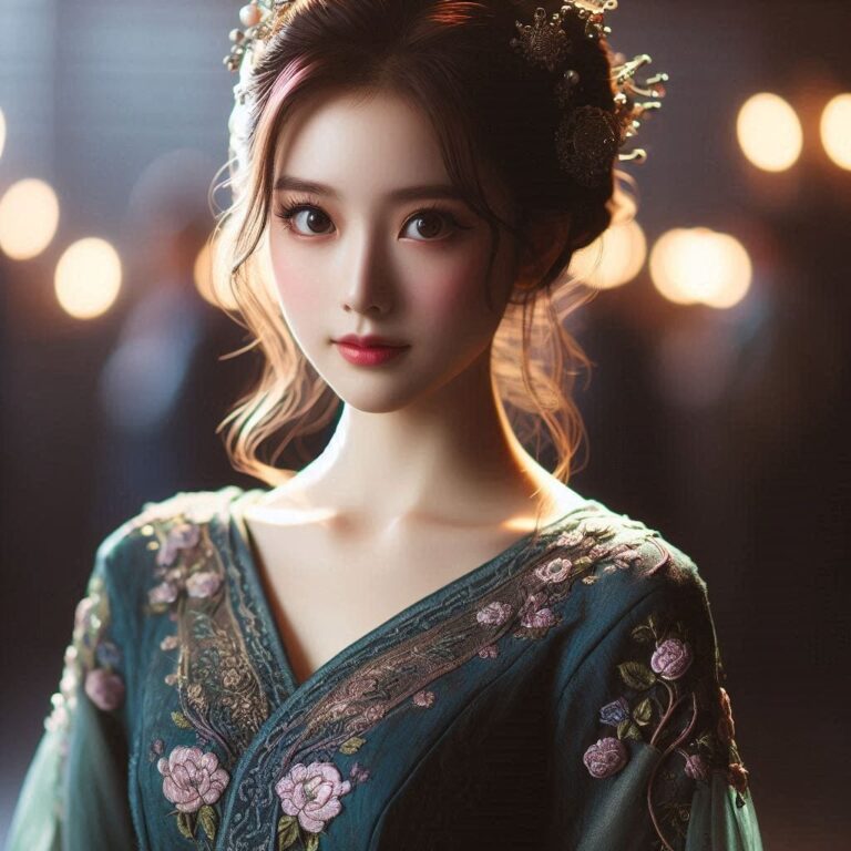 Japanese Woman Portrait with Ornate Hair in Soft Light