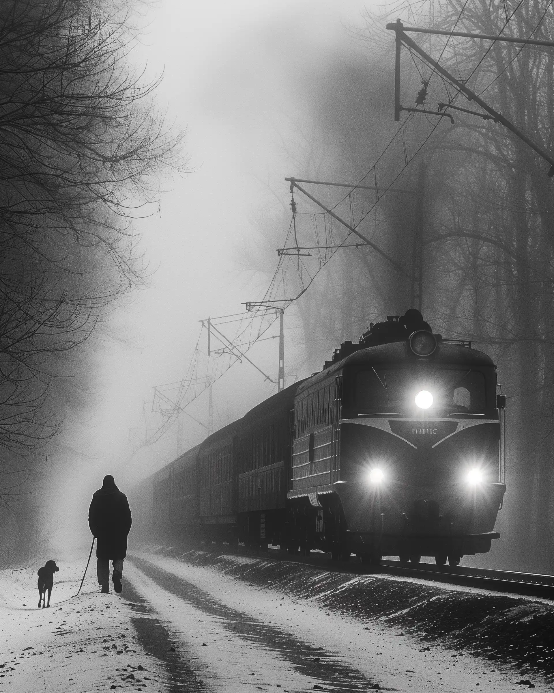 Vintage Train in Noir