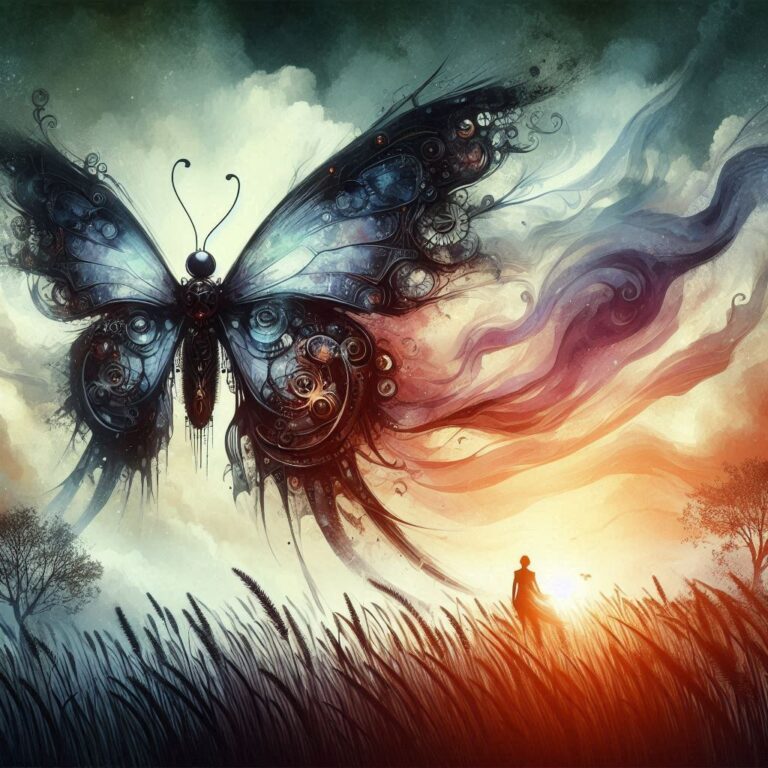 Steampunk Fairytale Butterfly in Ethereal Field Scene