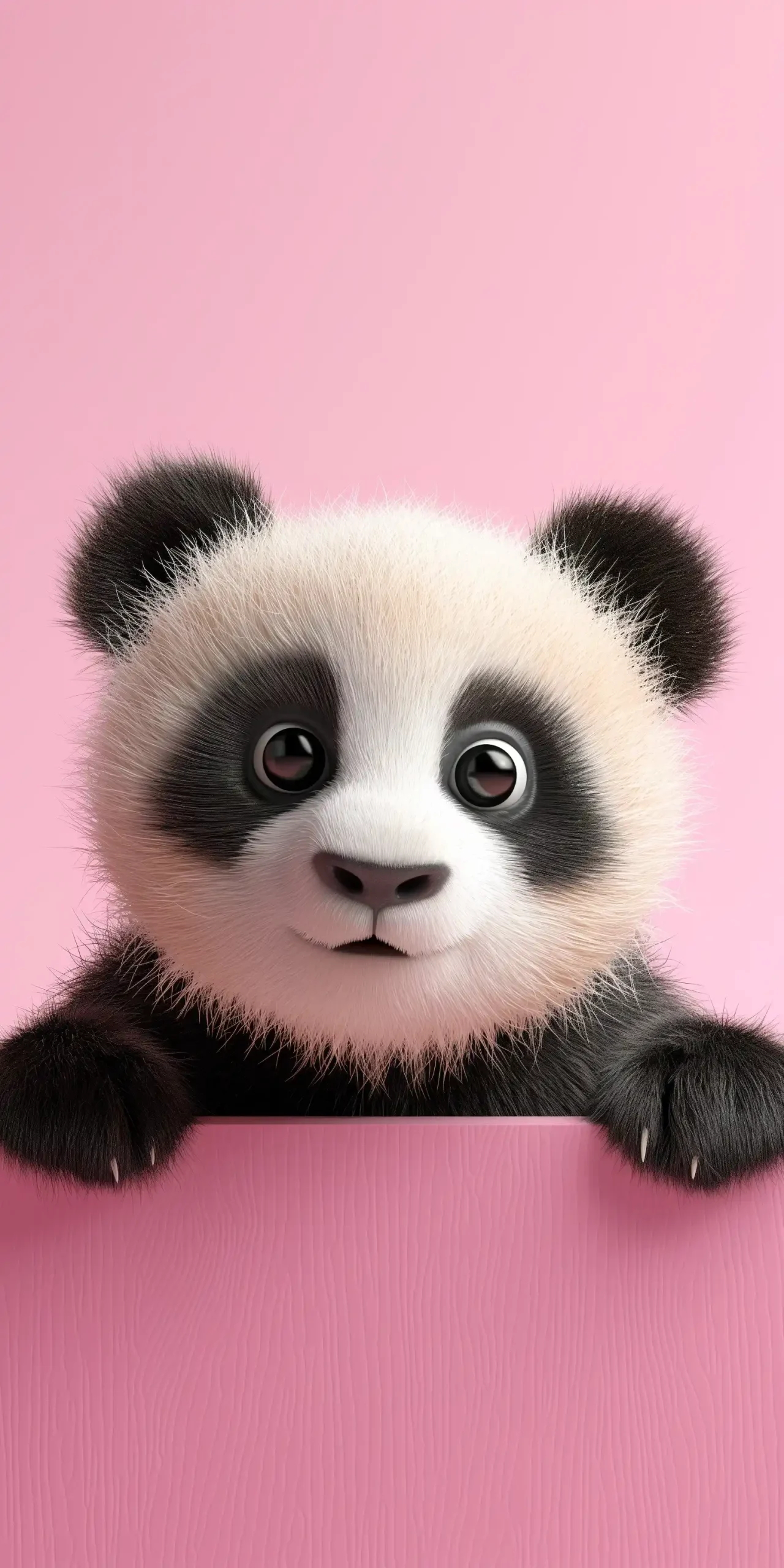 Realistic Panda on Pink