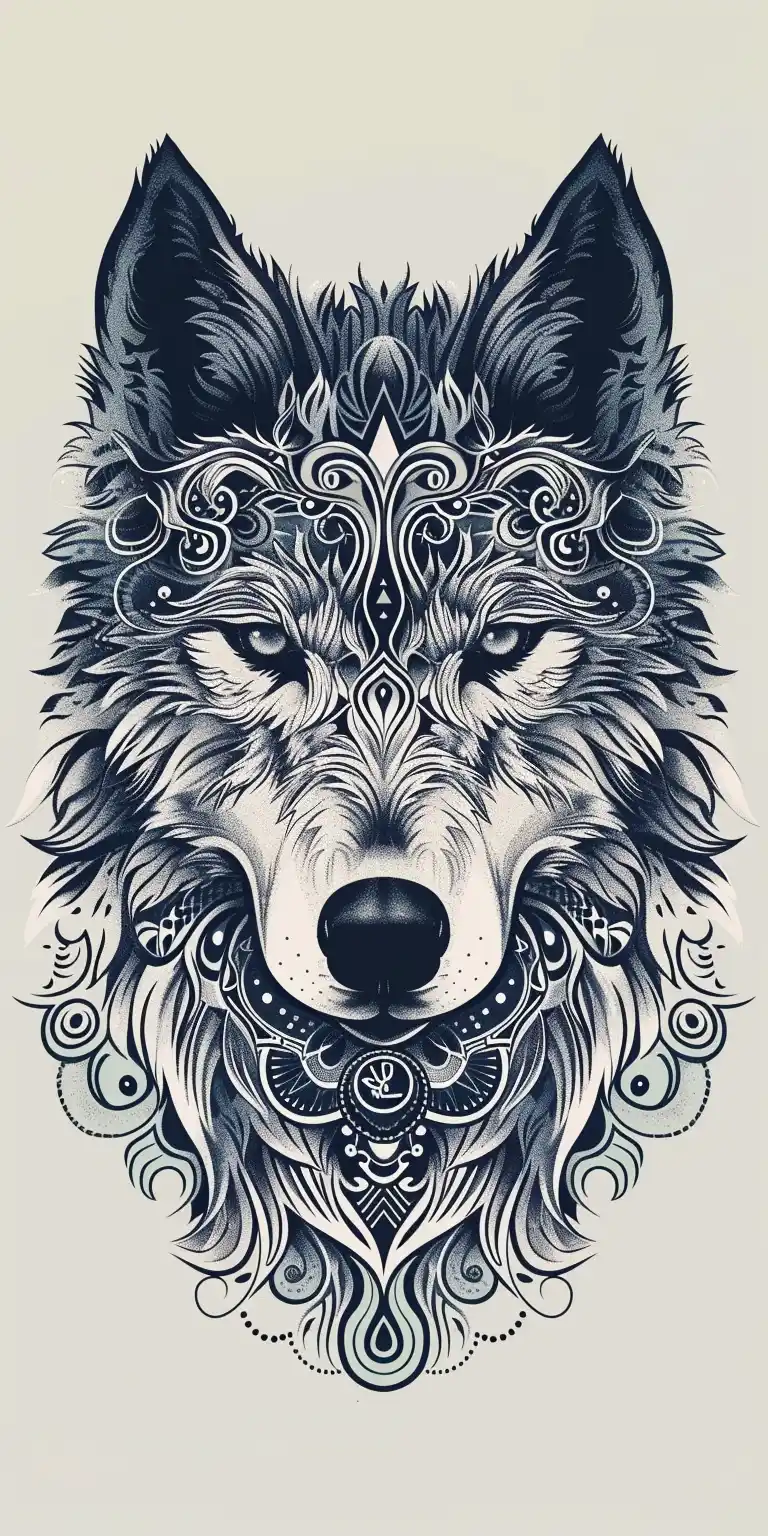 Ornamental Wolf Illustration