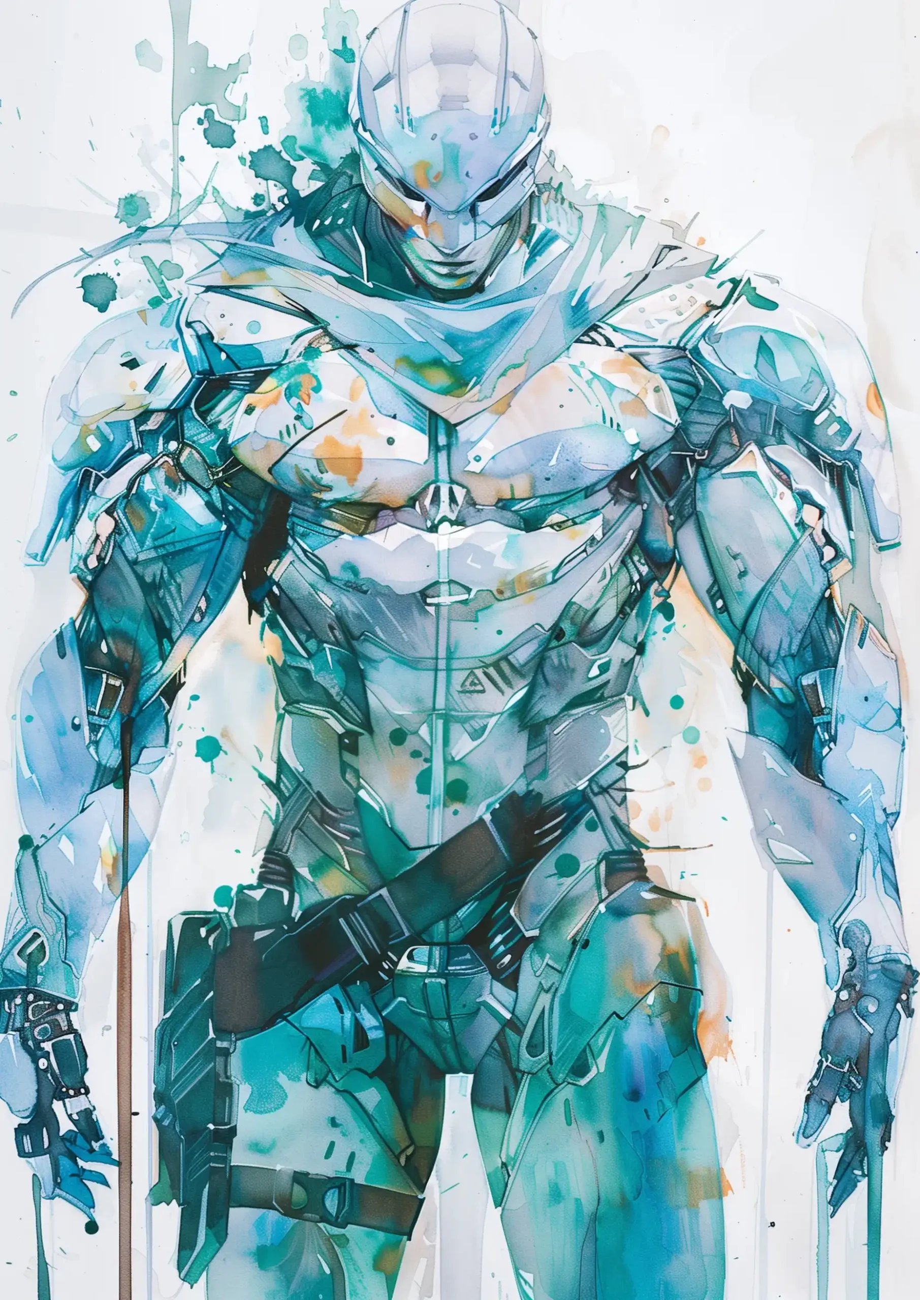 Teal Android in Watercolor