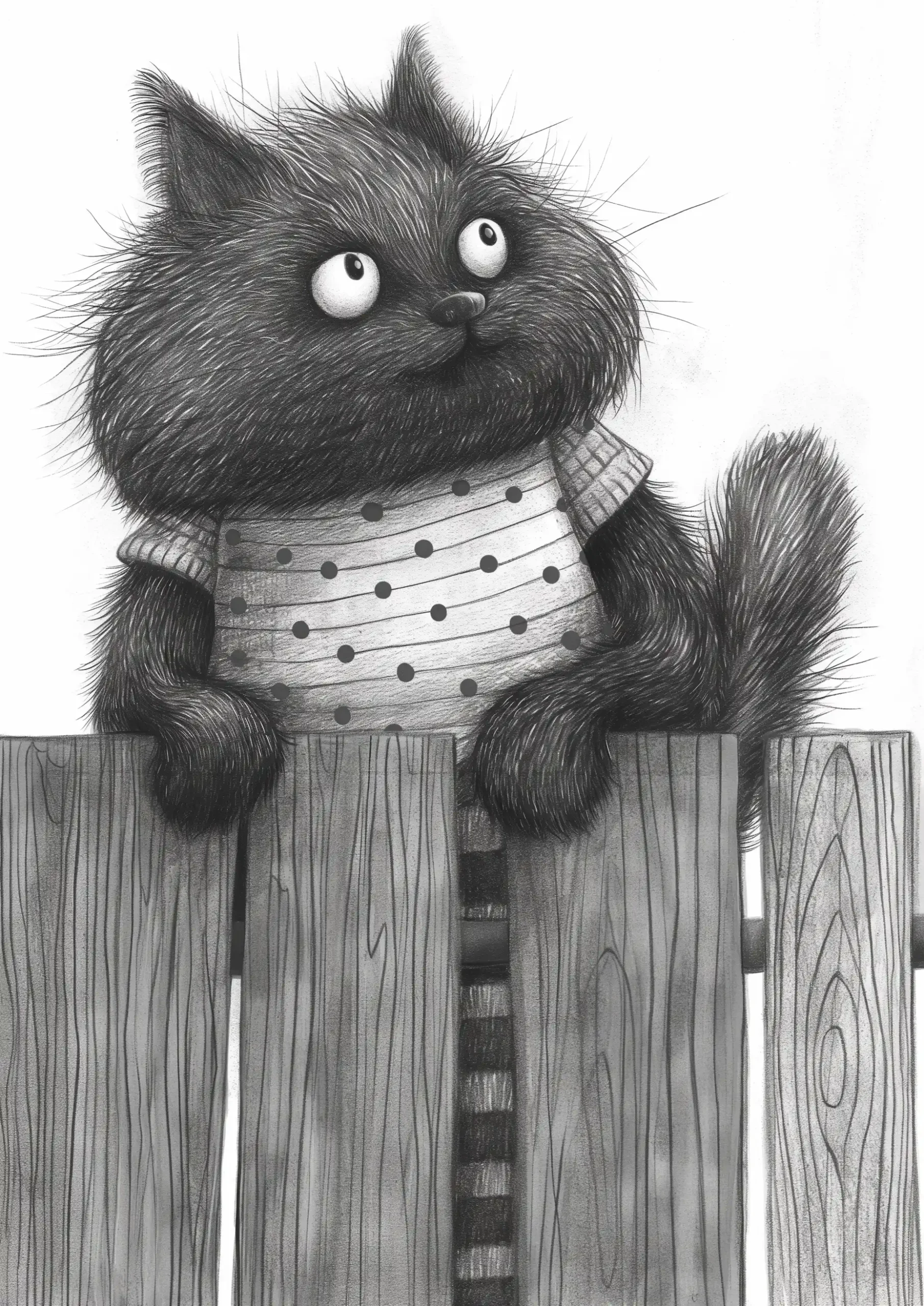 Whimsical Cat on Fence