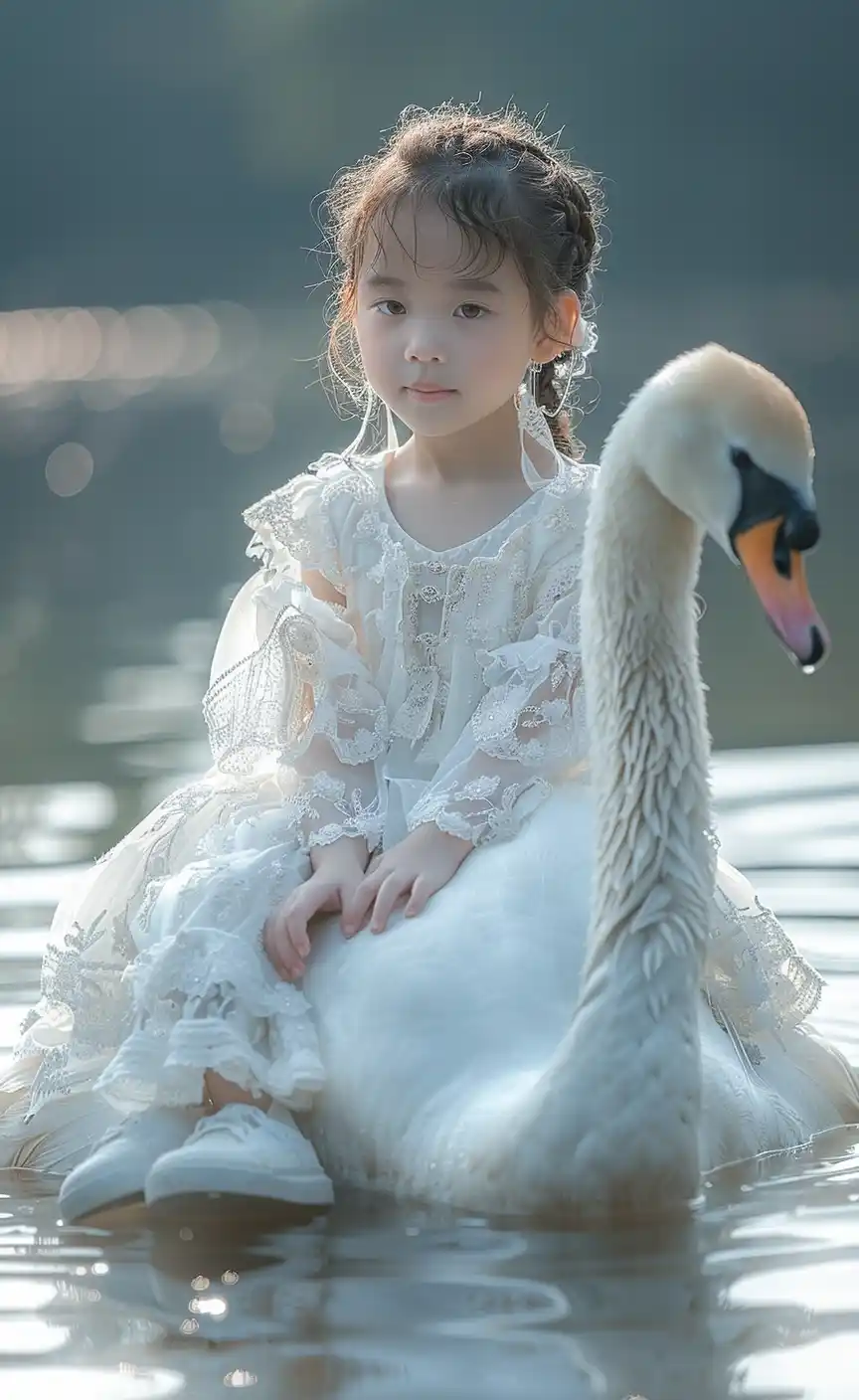 Dreamy Swan Girl Portrait