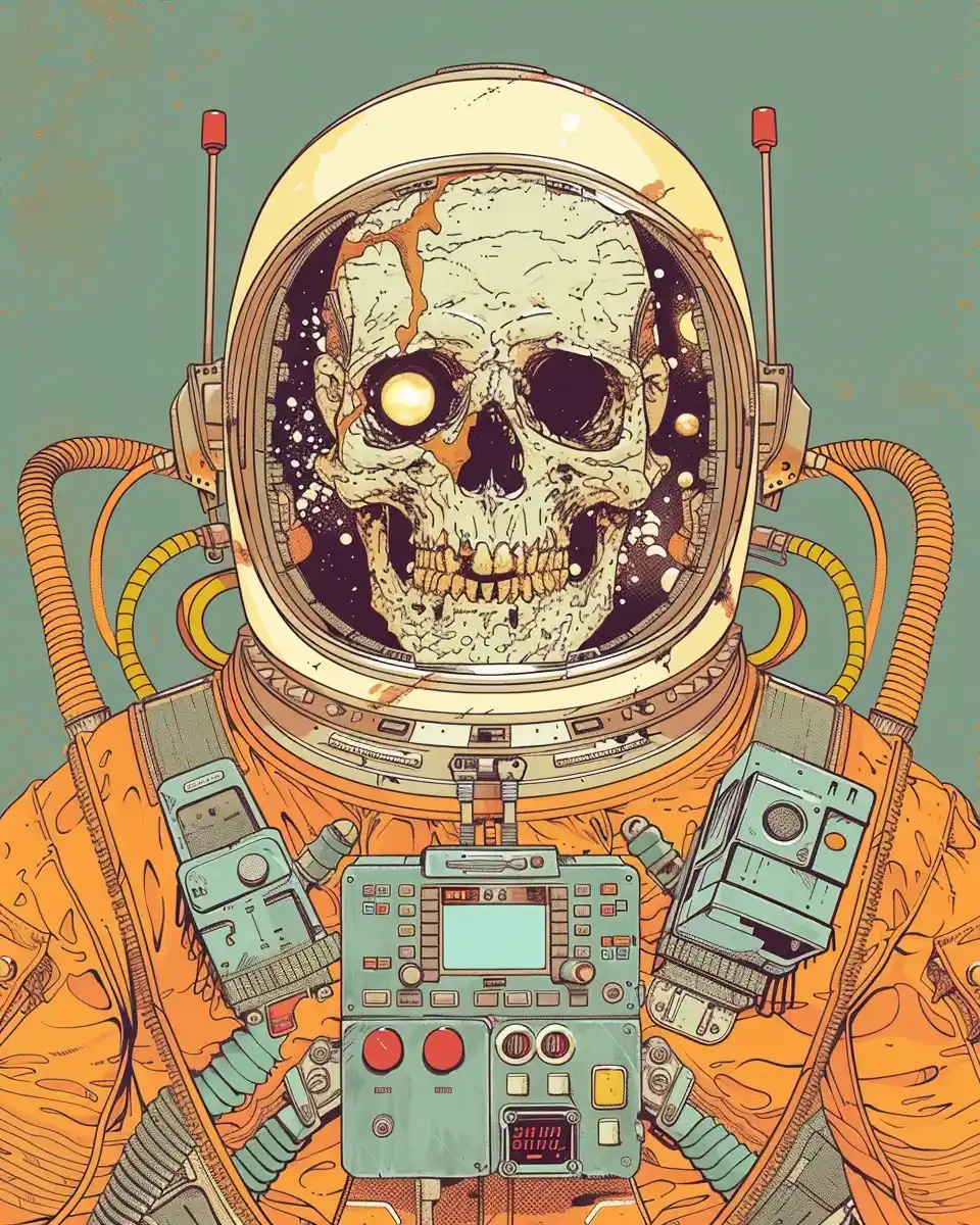 Vintage Skeleton Astronaut Comic