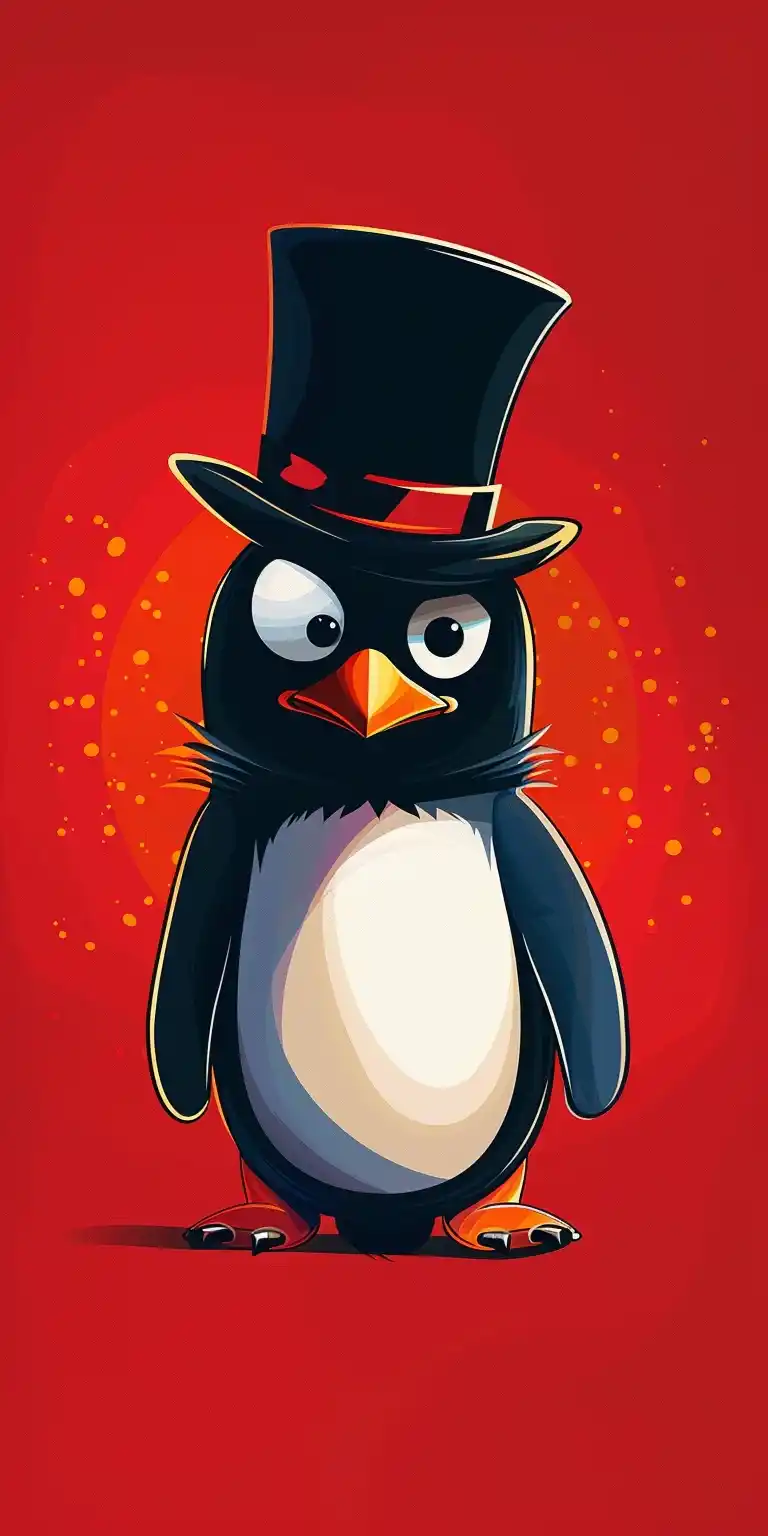 Minimalist Penguin in Top Hat