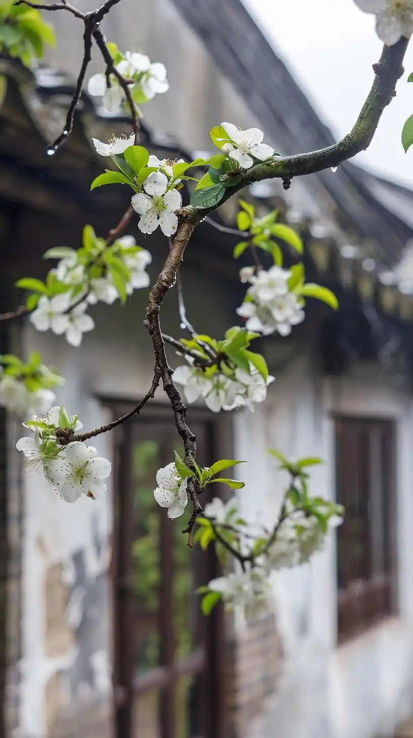 Realistic Huizhou Architecture Flowers