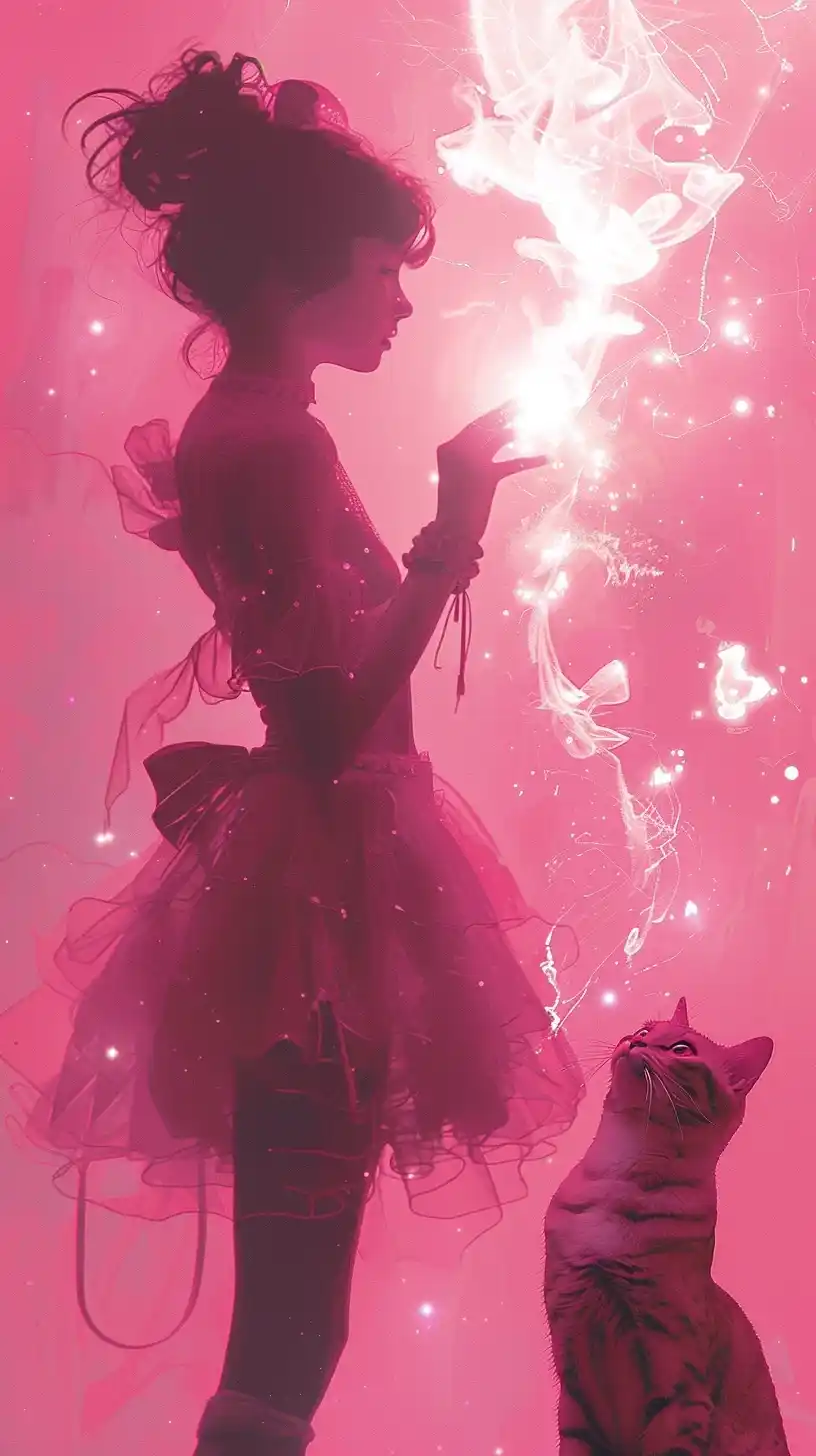 Detailed Pink Cat Poses
