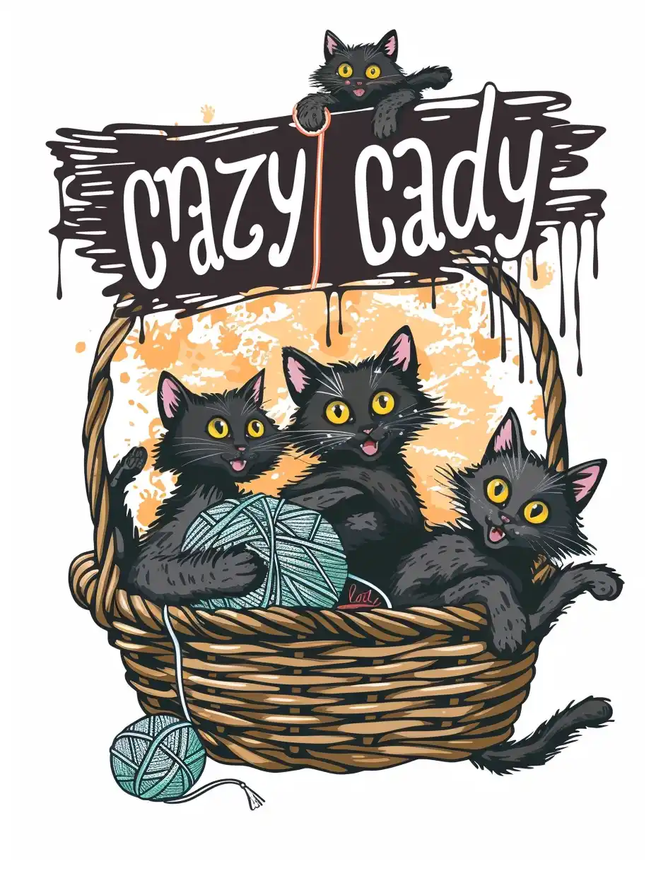 Cartoon Kittens with Yarn