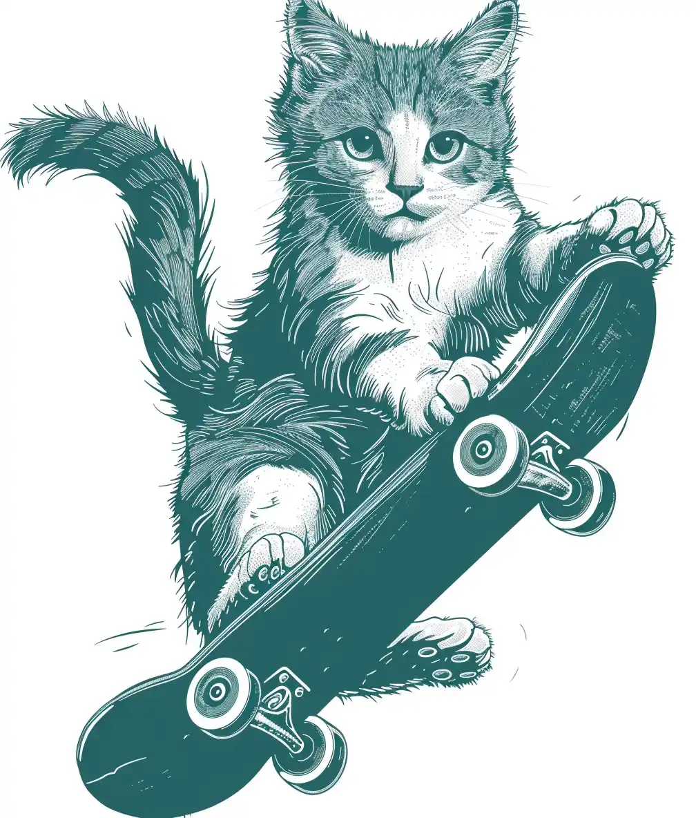 Vintage Cat Skateboarder Tee