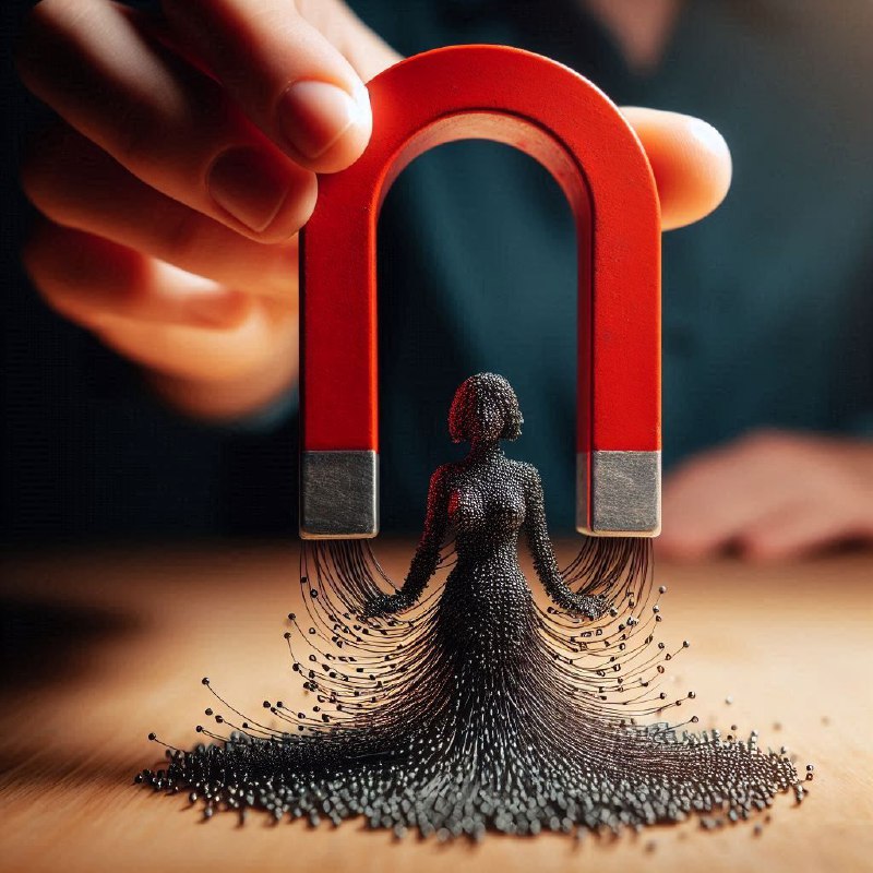 Magnet Drawing Iron Filings into Falling Woman Shape