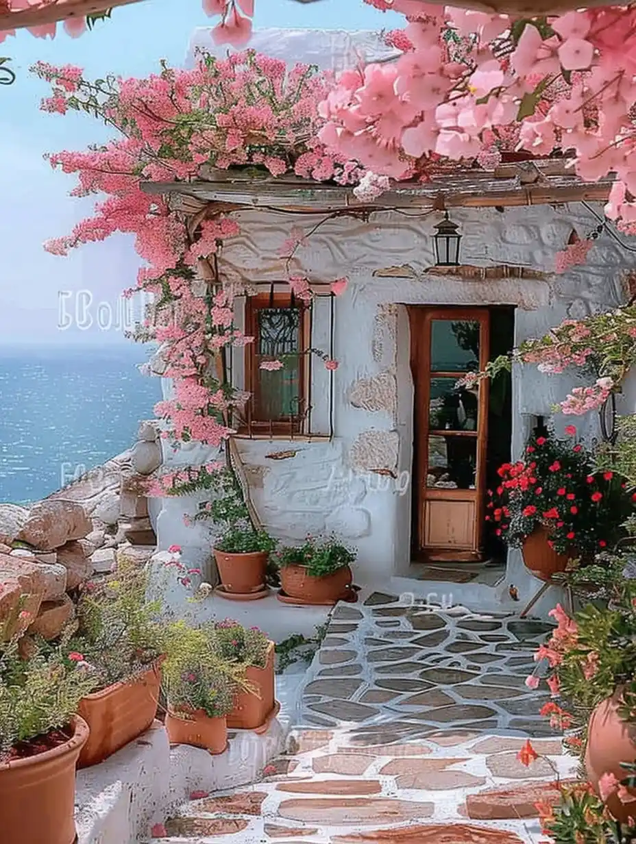 White Greek Villa Path
