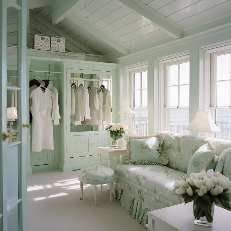 Seaside Lady's Dressing Room in White and Pastel Decor
