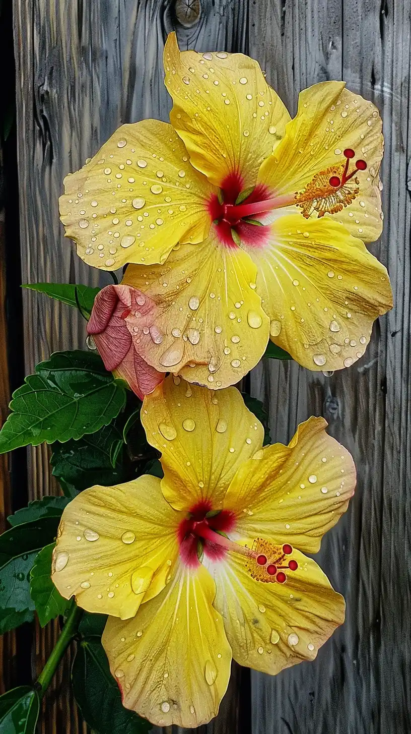 Rain-Kissed Hibiscus Duo