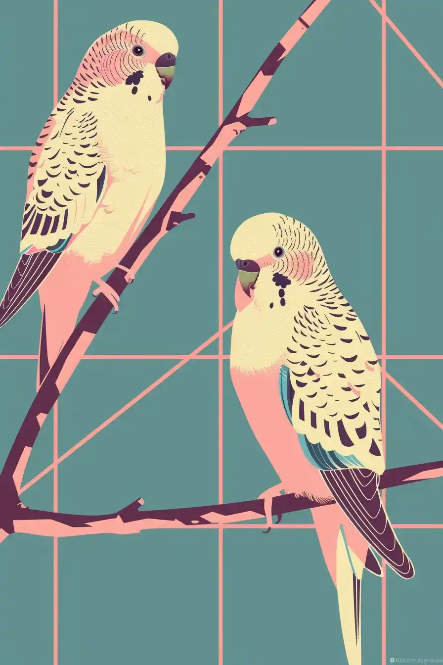 Minimalist Budgerigars Grid