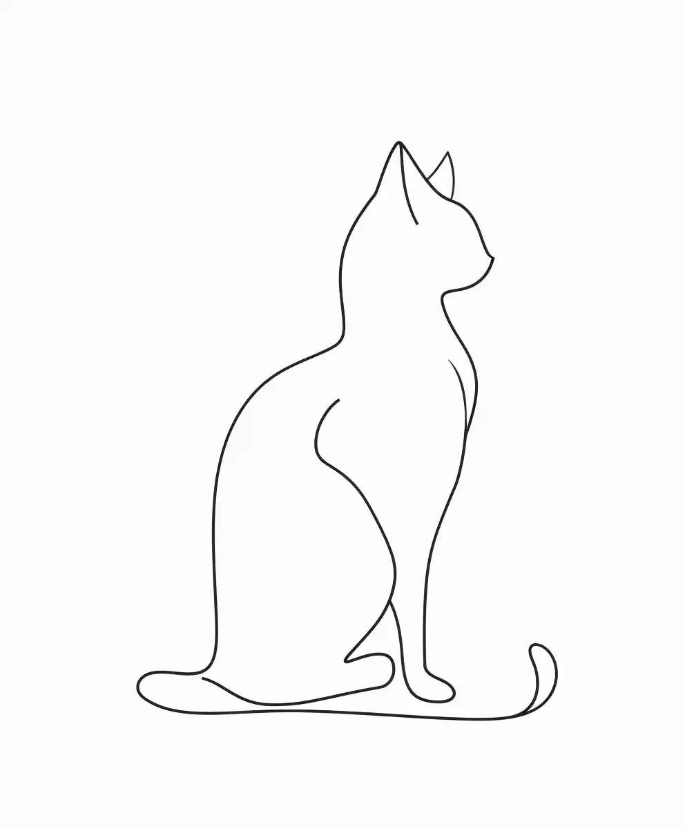 Minimalist Cat Sitting Right