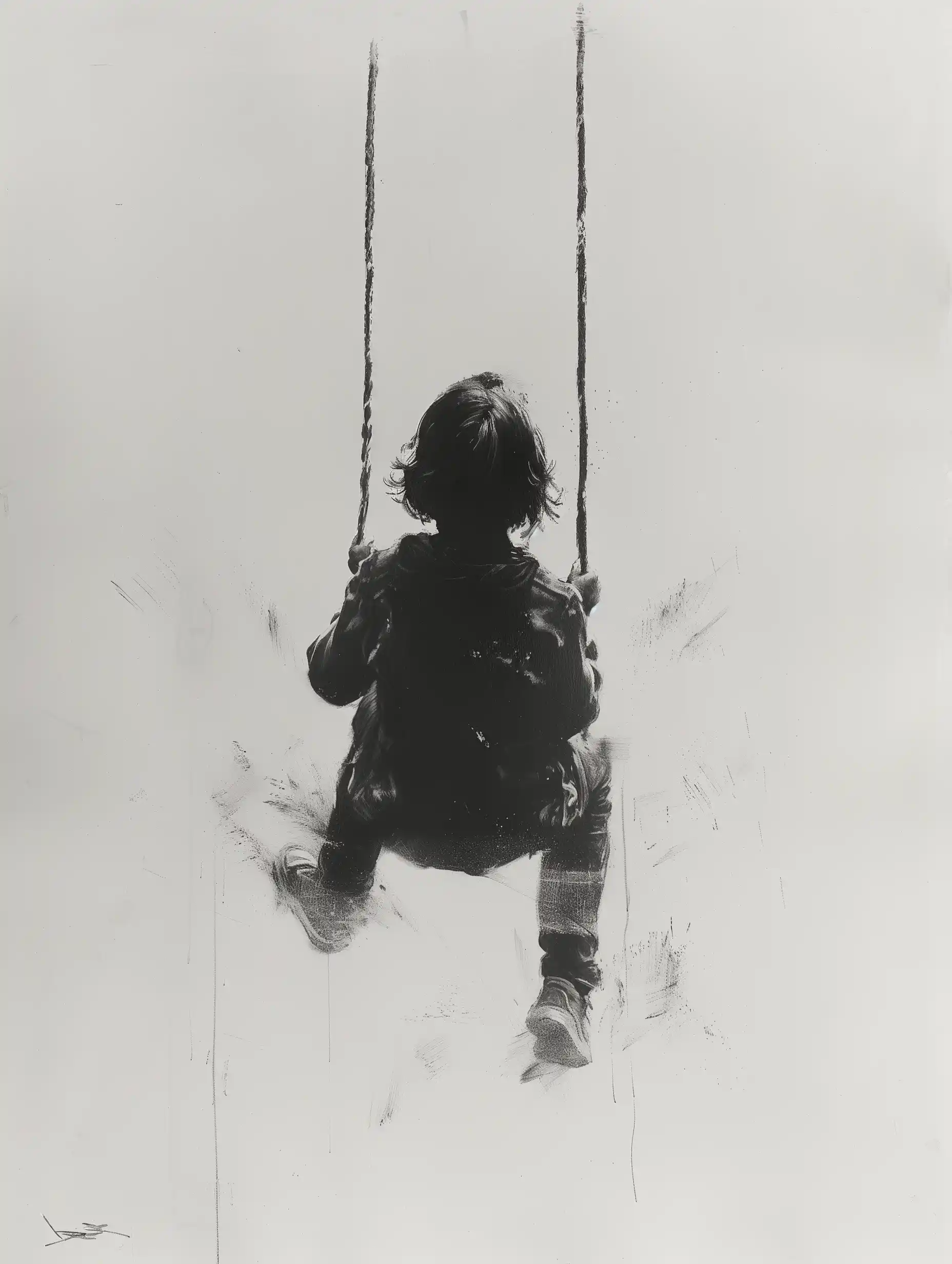 Swinging Kids Line Drawing