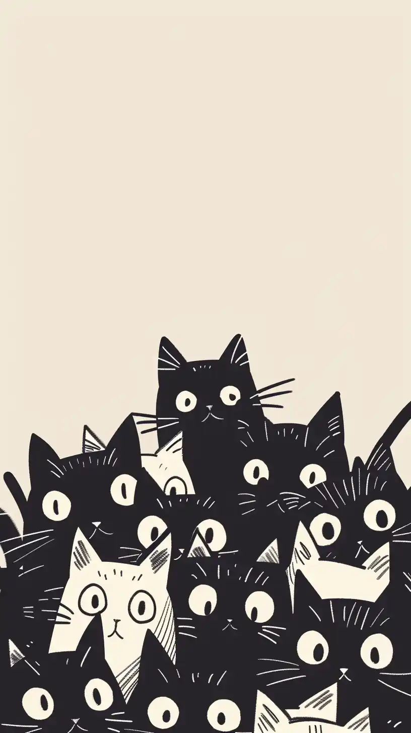 Minimalist Kitten Pile