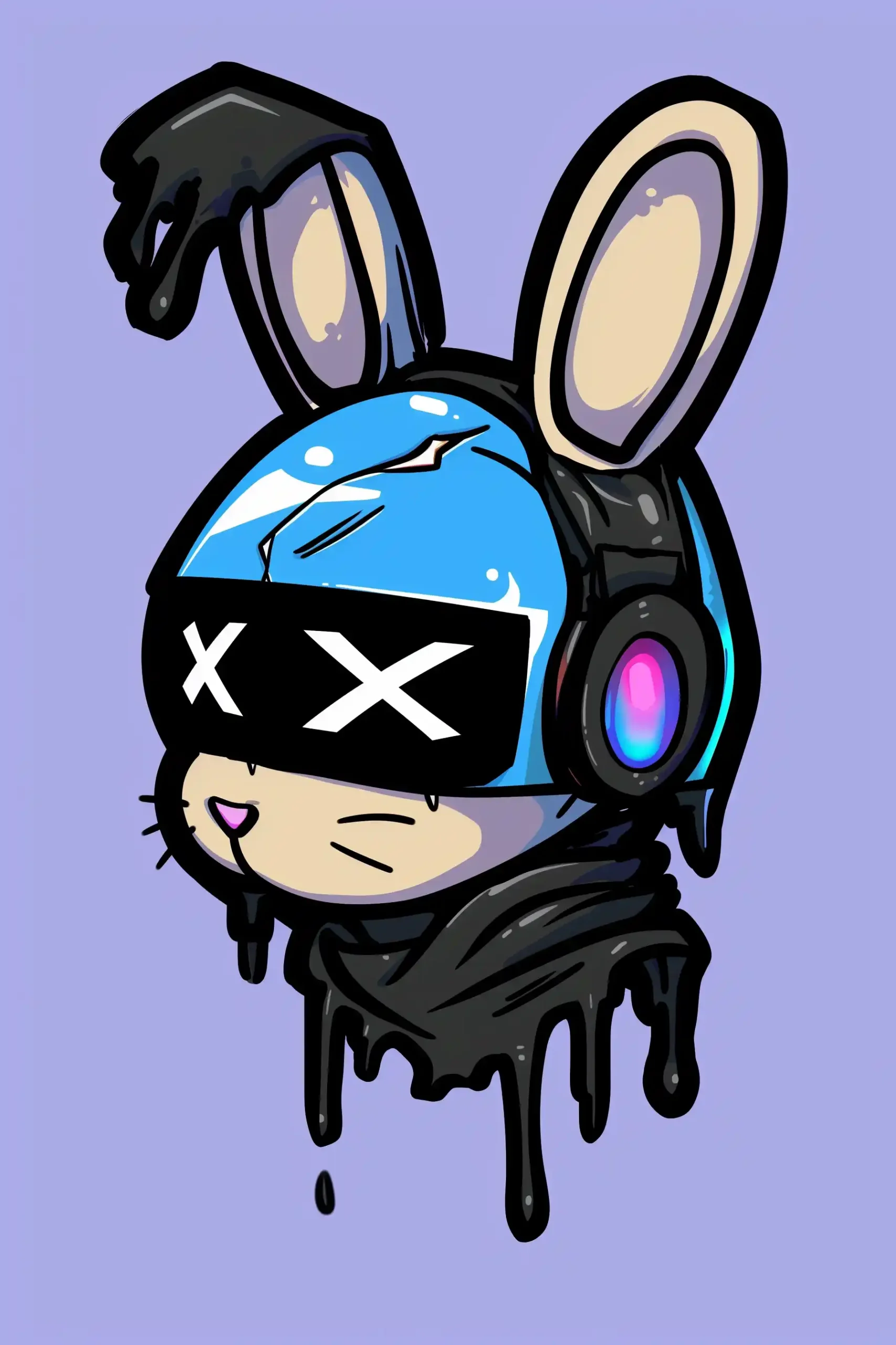 Graffiti Bunny with Daft Punk Helmet
