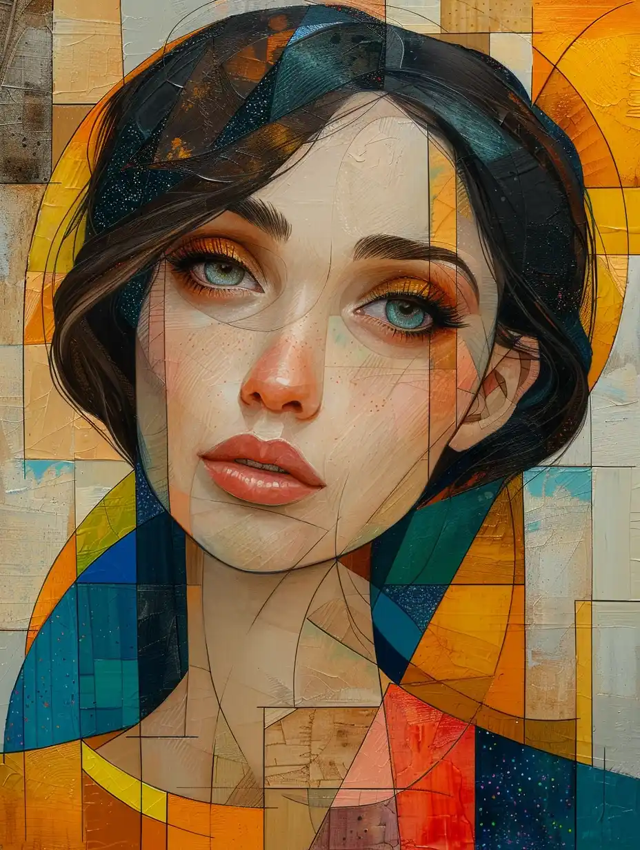 Cubist Woman with Dark Hair