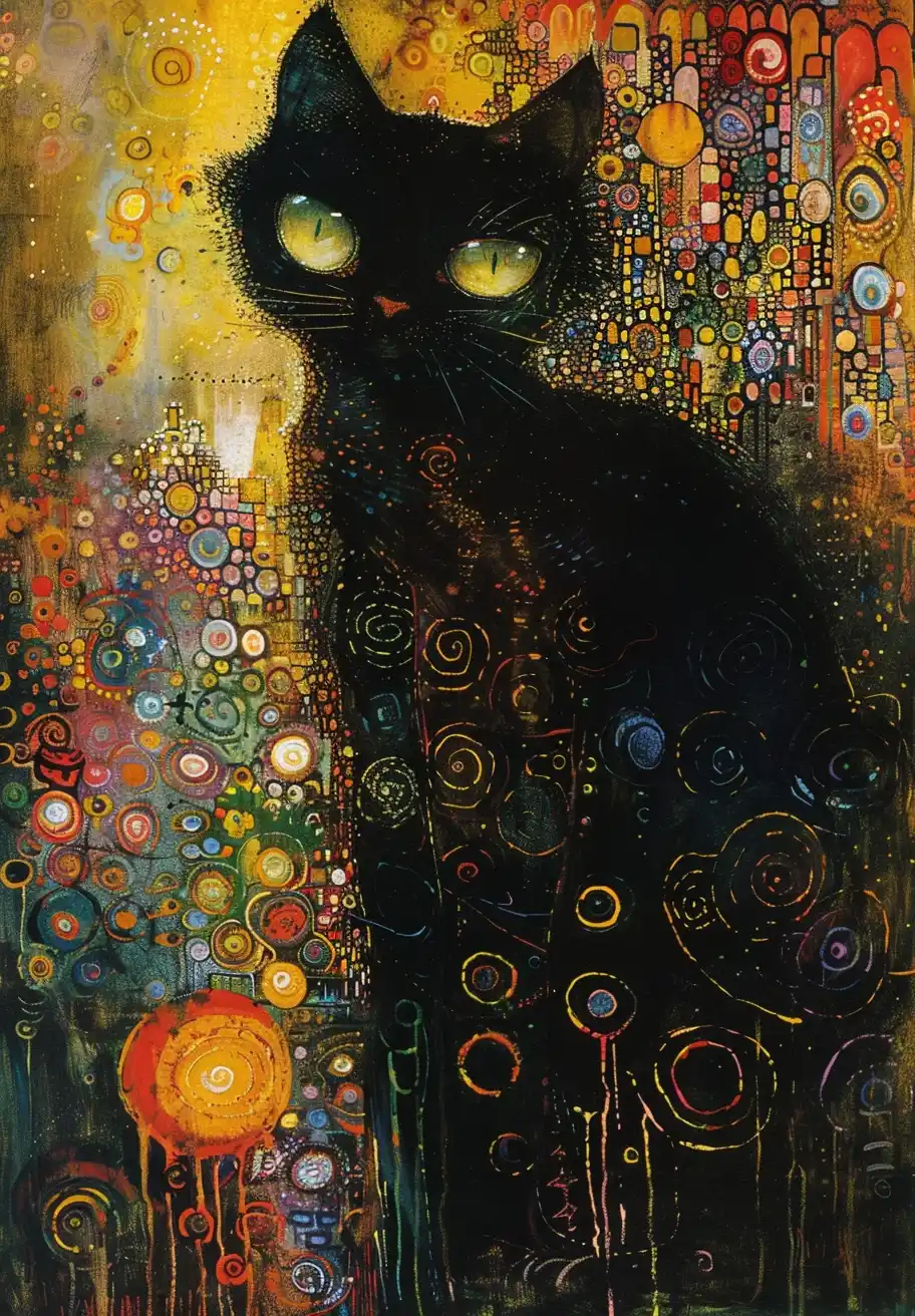 Klimt-Inspired Cat Portrait