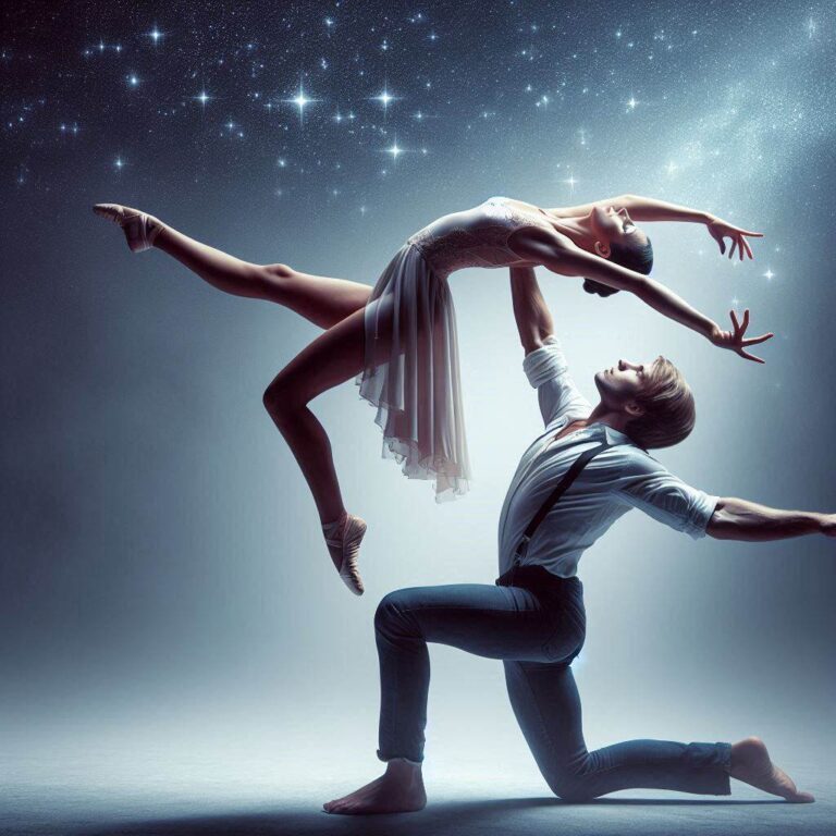 Male Dancer Lifting Partner to Touch the Stars Artwork