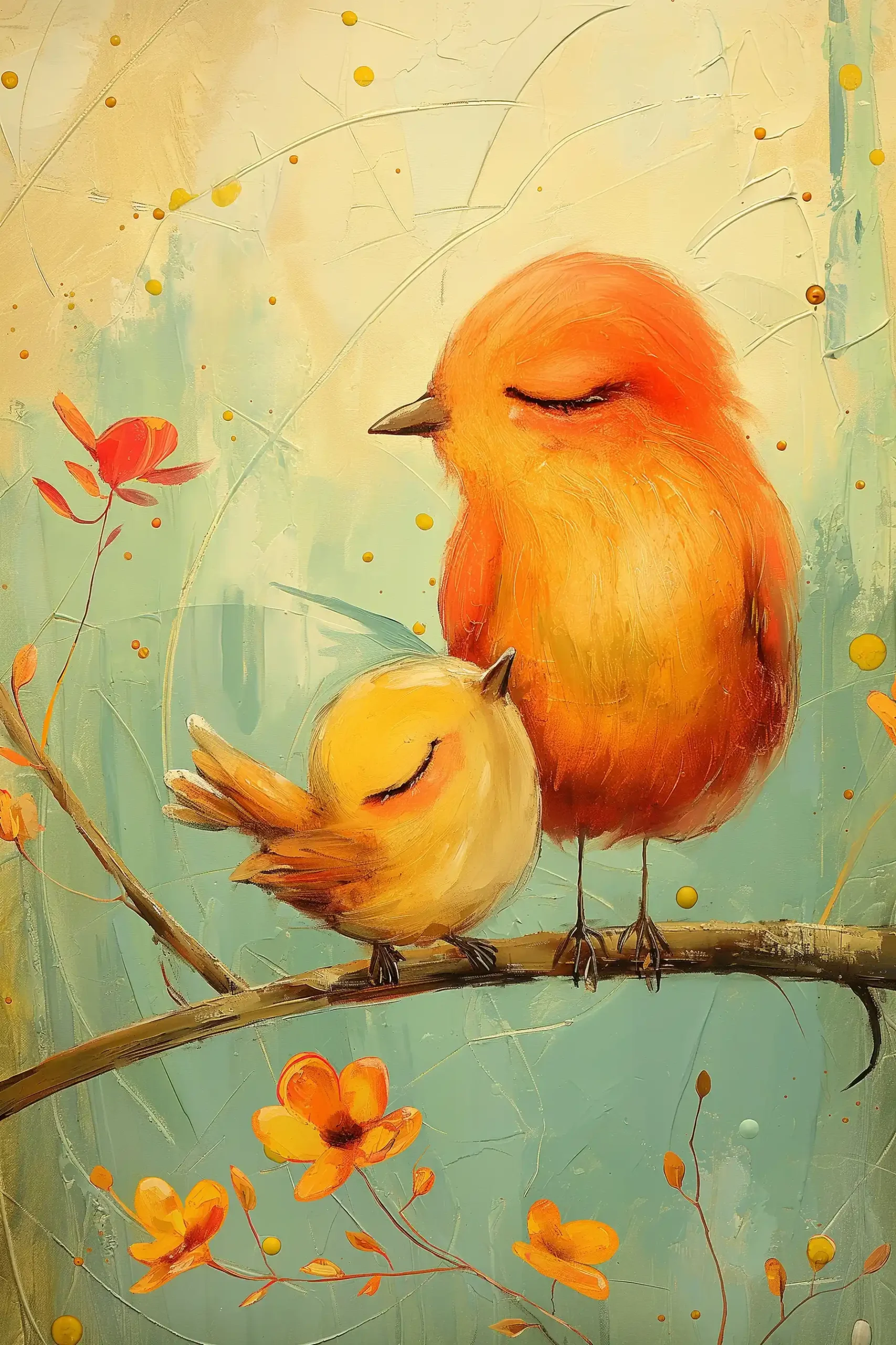 Whimsical Bird Family Portrait