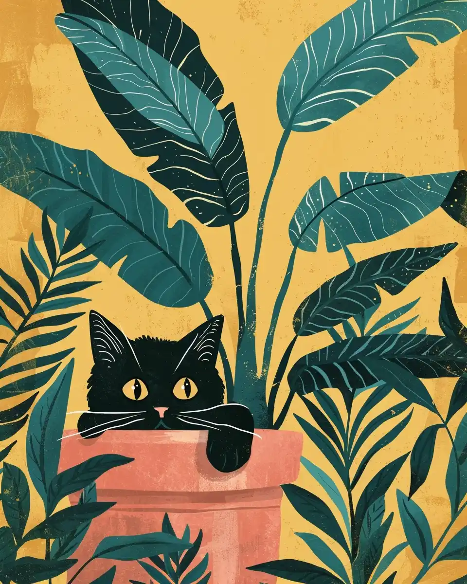 Cute Cat in Pink Pot