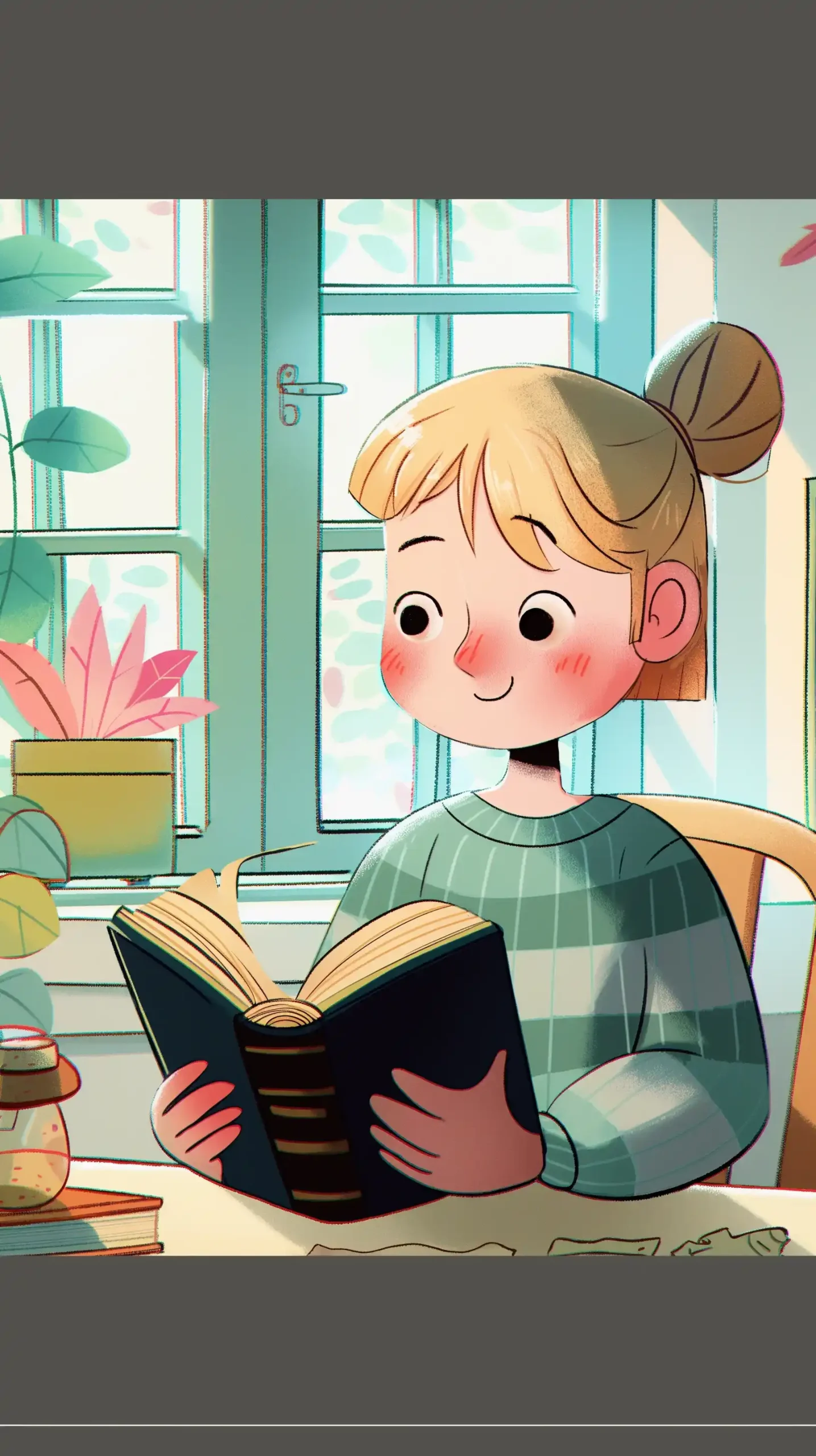 Cartoon Girl Reading